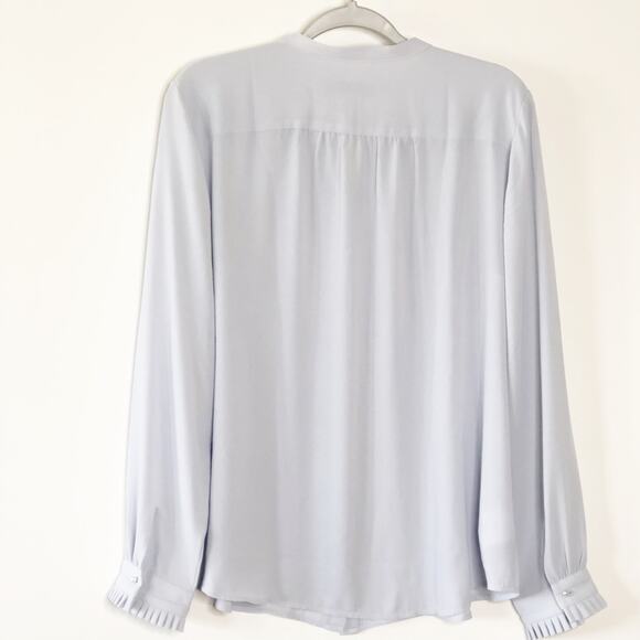 Loft Large Top Blue Ruffle Sleeve Button Front Blouse Ligt Blue - Picture 2 of 5